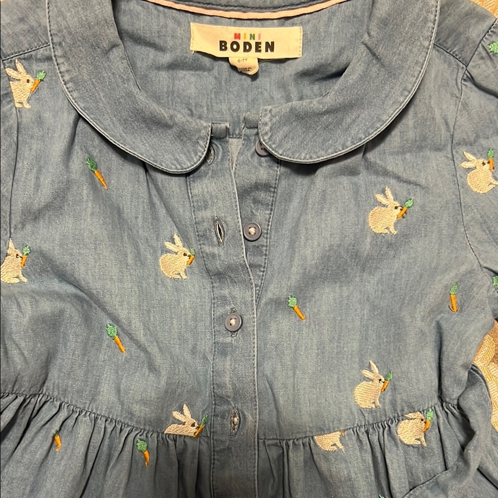 Mini Boden Blue Bunny Rabbit Print Casual Dress - Picture 2 of 4